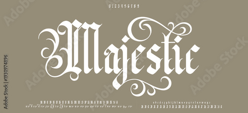 Majestic Elegant alphabet letters serif font and number. Classic Lettering Minimal Fashion. Typography fonts regular uppercase, lowercase and numbers. vector illustration