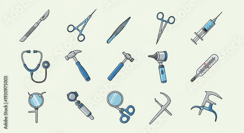 Medical and Surgical Instruments Set Illustration 