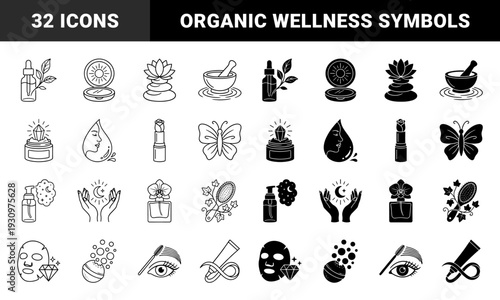 Luxury holistic skincare and wellness symbols featuring hybrid botanical elements with crystal energy and organic beauty treatment metaphors