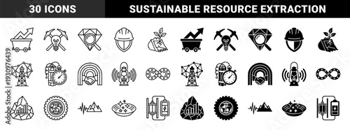 Mining industry hybrid conceptual symbols featuring heavy machinery merged with data charts green growth plants and sustainable energy solutions