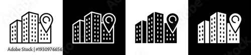 Location Icon In Flat Version On Black And White Background