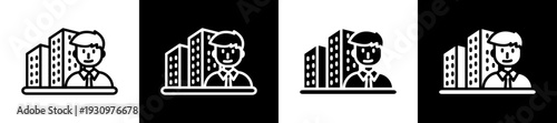 Employee Icon In Flat Version On Black And White Background