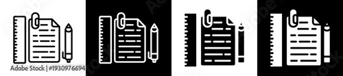 Office Supplies Icon In Flat Version On Black And White Background