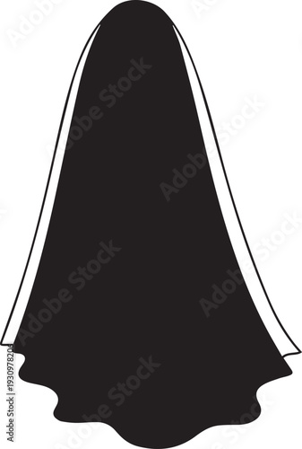 Simple black ghost silhouette on white background