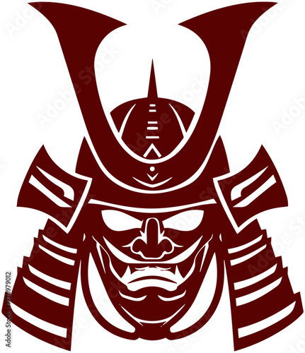 Samurai warrior in traditional Japanese armor with fierce expression