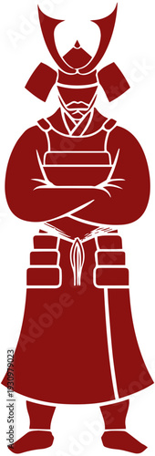 Confident samurai warrior in traditional Japanese armor standing strong