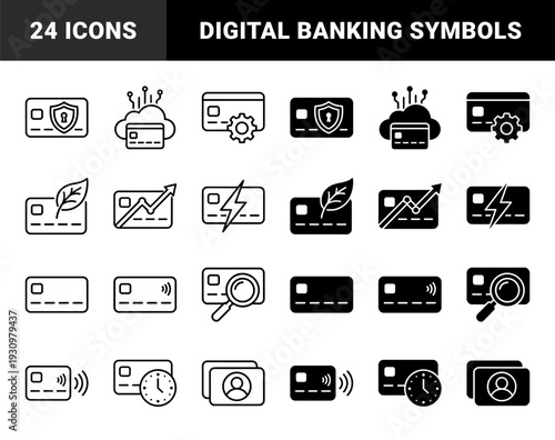 Financial payment card symbols featuring hybrid conceptual metaphors for security cloud storage data growth sustainability and digital banking services