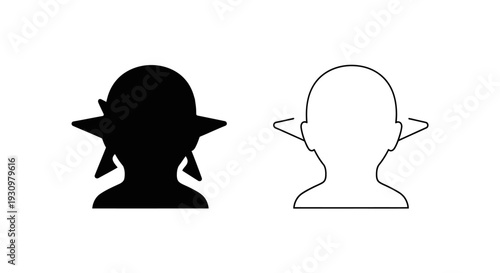 Silhouette of a woman with horns and a woman with angel wings Vector
