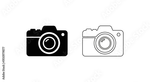 Black and white camera icons, vector illustration, simple design, camera symbol Vector