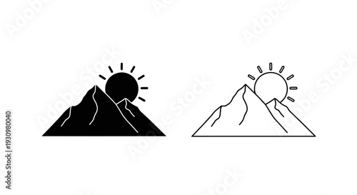 Mountain sunrise scenery, nature landscape, adventure travel, outdoor scenery Vector