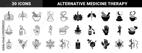Holistic Wellness and Alternative Medicine Symbols Merging Traditional Healing Elements with Modern Minimalist Geometry and Organic Hybrid Conceptual Art