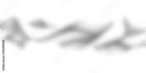 Black Halftone Dots Flowing Wave Background Vector for Advertising Posters, Social Media Covers, Website Hero Sections, Music Visualizers and Creative Marketing Campaigns