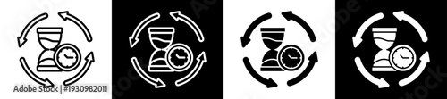 Time Passing Icon In Flat Version On Black And White Background