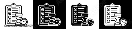 Project Timeline Icon In Flat Version On Black And White Background