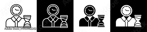 Time Management Icon In Flat Version On Black And White Background