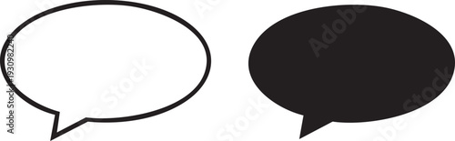 Speech Bubble Comic Book Outline and Silhouette Design Vector