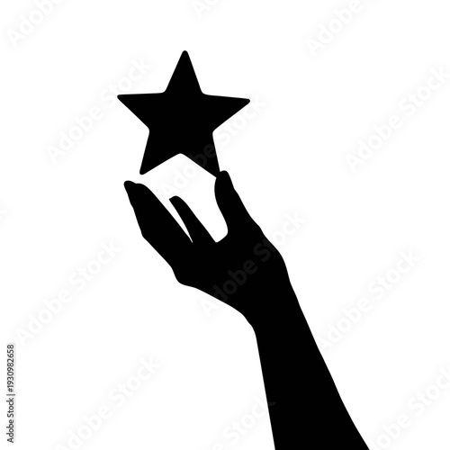 Hand reaching for a star in darkness