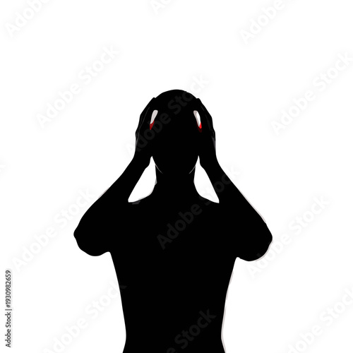 Silhouetted person wearing virtual reality headset in dark setting