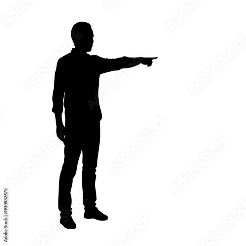 Man pointing direction with confident gesture