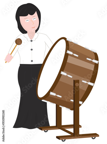 バスドラムの演奏をしているイラスト素材