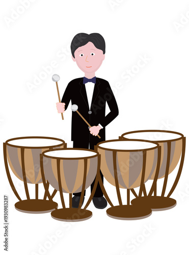 ティンパニの演奏をしているイラスト素材