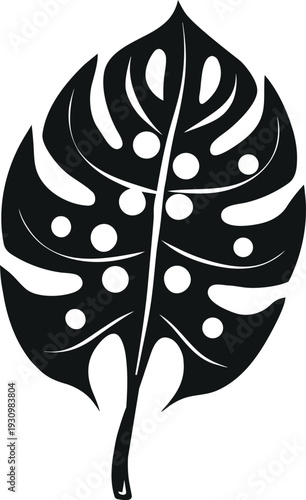 Monstera leaf silhouette with holes