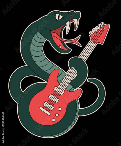 Snake Guitar Music Rock Band Funny Humor