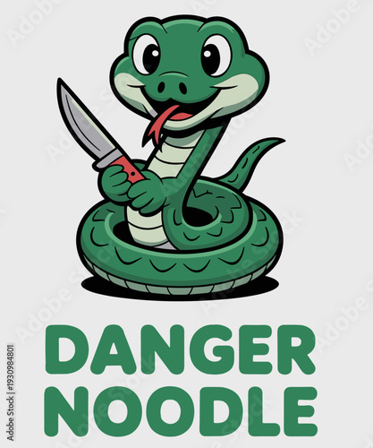 Danger Noodle Warning Python Holding Knief Funny Snake Owner