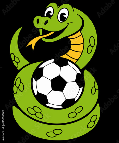 Smileteesfunnya Funny Green Python Snake and Soccer Ball