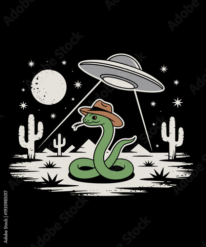 Funny Green Snake Cowboy Western