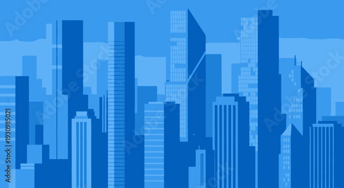 City Skyline Skyscrapers Urban Landscape Illustration.