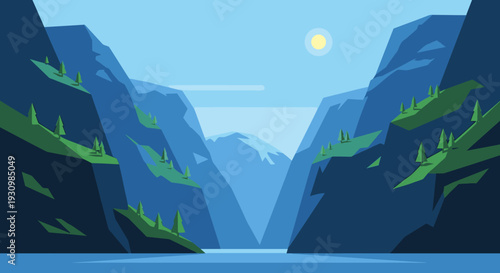 Cliffs with Greenery and Water Below.