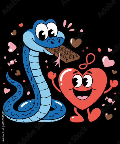 Funny Snake Heart Chocolate Valentine