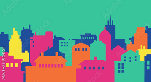 Colorful Cityscape Buildings Urban Landscape.