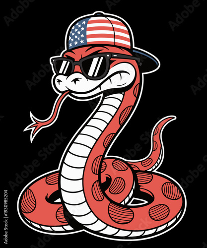 Funny Snake with Cool Sunglasses and Cap