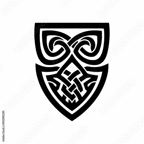 Intricate Celtic Knot Shield Emblem Design.