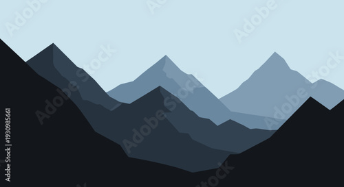 Mountain Range Silhouette Illustration Artwork.