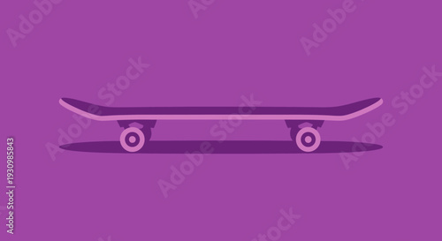 Purple Skateboard Illustration with Shadow.