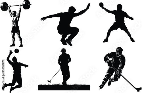 Silhouette of various sports activities