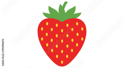 Red Strawberry Fruit with Green Leaves.