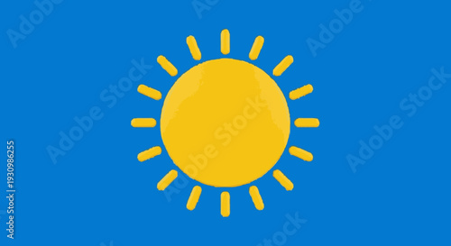 Simple Yellow Sun Icon with Rays.