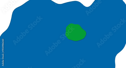 Small Green Island in Blue Water.