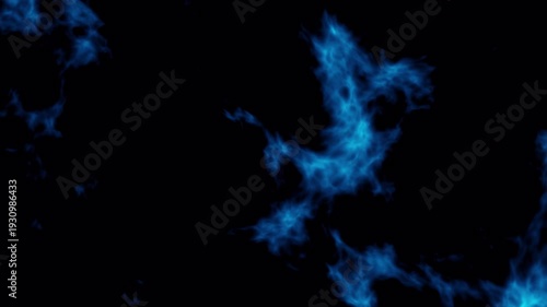Abstract Blue Energy Light Leak Overlay with Dynamic Smoke Particles and Cinematic Glow on Dark Background, on 4K Video
