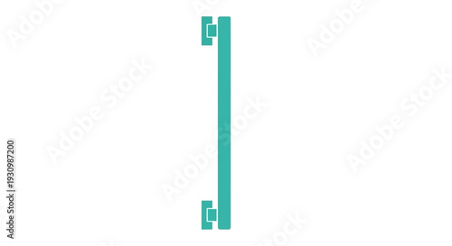 Teal metal door handle.