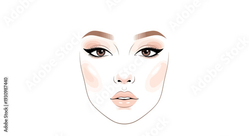 Woman Face Makeup Illustration.