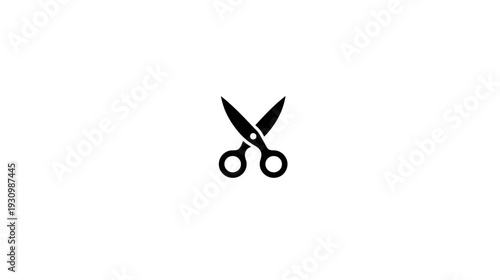 A simple, black scissor icon centered on a white background, representing cutting or trimming