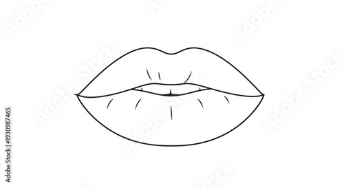 Woman Lips Line Art.