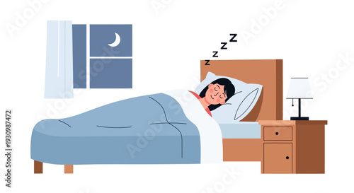 Woman Sleeping in Bed.
