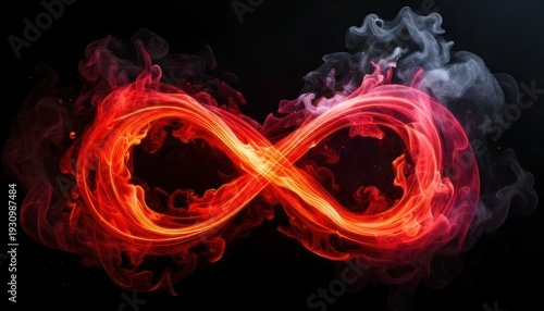 Fiery Infinity Symbol - A Dance of Red and White Smoke.