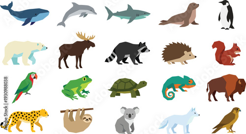 A charming selection of twenty distinct animal illustrations in a clean minimalist design.